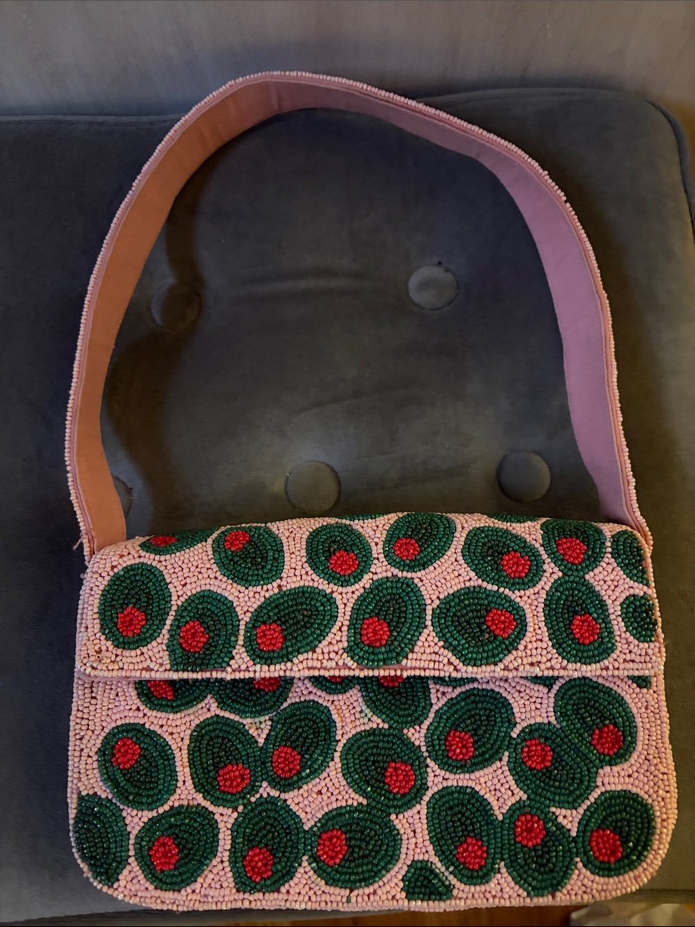 Maeve Hand-Beaded Olive 🫒 Shoulder Bag